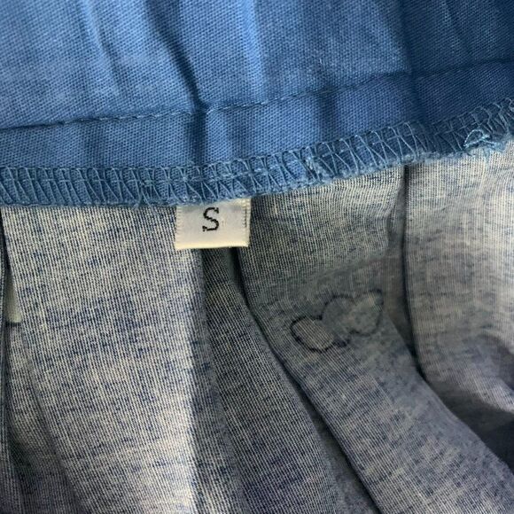 Retro London Pleated Swing Skirt S Blue Elastic Waist Pockets Knee Length Pinup - Picture 7 of 7